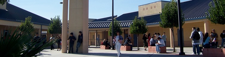 students on courtyard